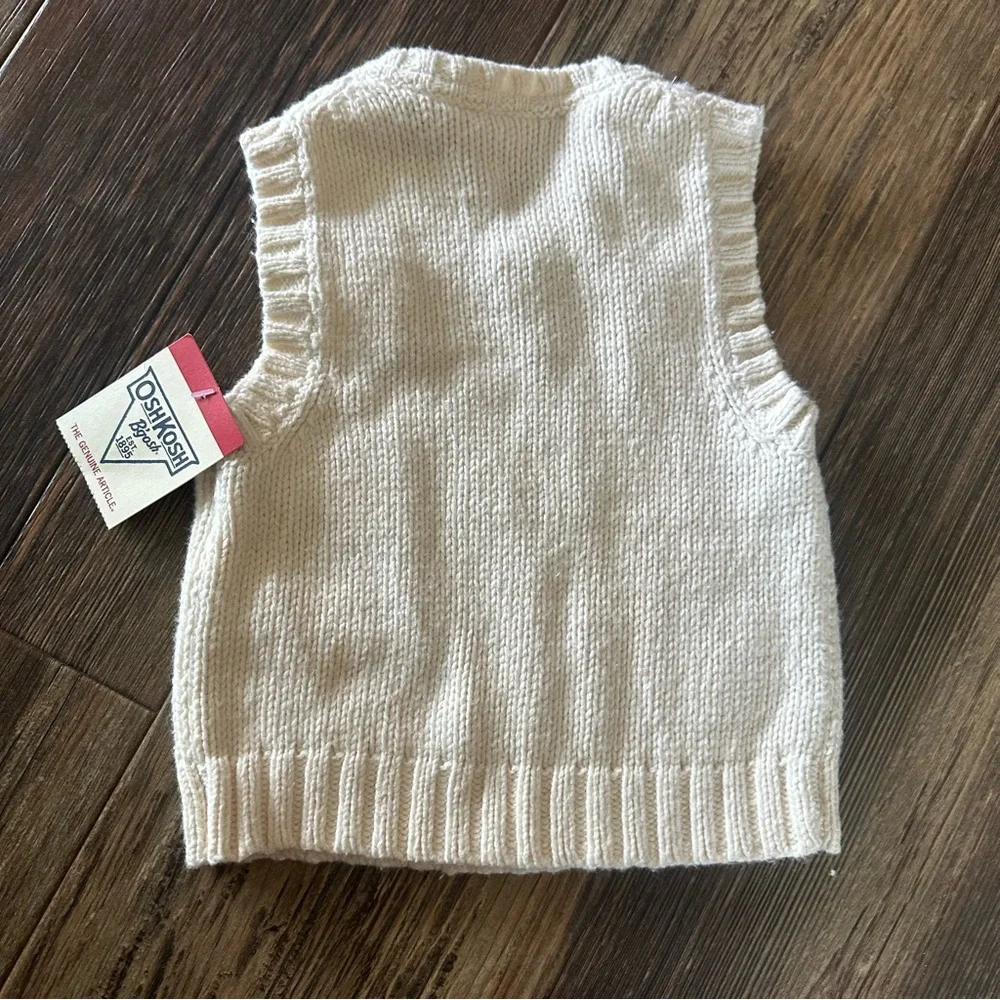 OshKosh cream cable knit sweater vest baby boys 12 mo NOS from 2010 Neutral